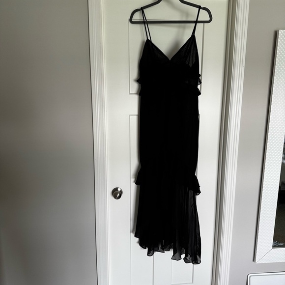 Lulus Pavani Black Sheer Chiffon Ruffled High-Low Midi
Dress by RARE LONDON NWT - Picture 6 of 13